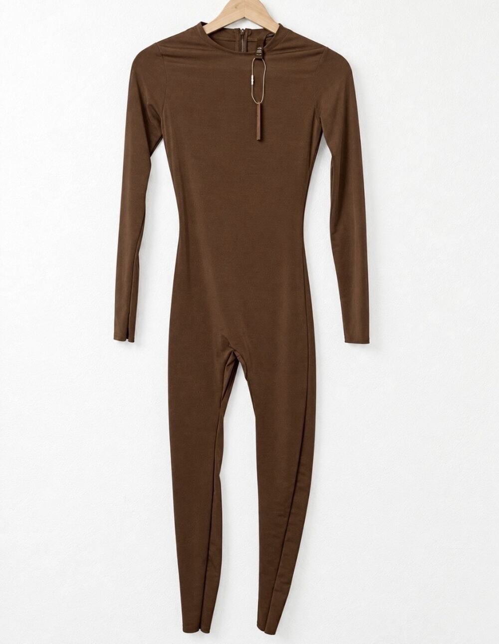 SKIMS Fits Everybody Long Sleeve Crew Neck Catsuit Jumpsuit Small Brown BSF-023
